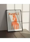 Vahşi Doğa Turuncu Zürafa ve Bebek Zürafa Tablosu , Hayvan Temalı Poster, Çerçeveli Duvar Tablosu, ANIMALS Koleksiyonu