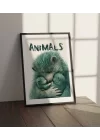 Vahşi Doğa Yırtıcı Hayvan ve Yavruları Tablosu , Hayvan Temalı Poster, Çerçeveli Duvar Tablosu, ANIMALS Koleksiyonu