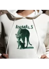 Yeşil Çita Baskılı Kapşonlu Hoodie, Yavru Çita Baskılı Sweatshirt, ANIMAL Koleksiyonu