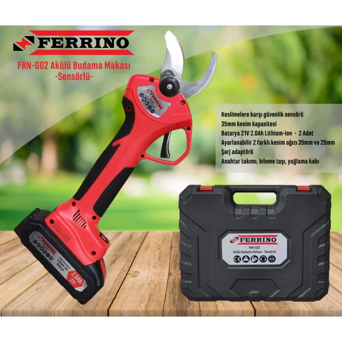 Ferrino G02 35mm Akülü Budama Makası Sensörlü 21V 2.0Ah