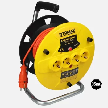 Rtrmax Seyyar Makaralı Uzatma Kablosu Kablo Makarası 35mt