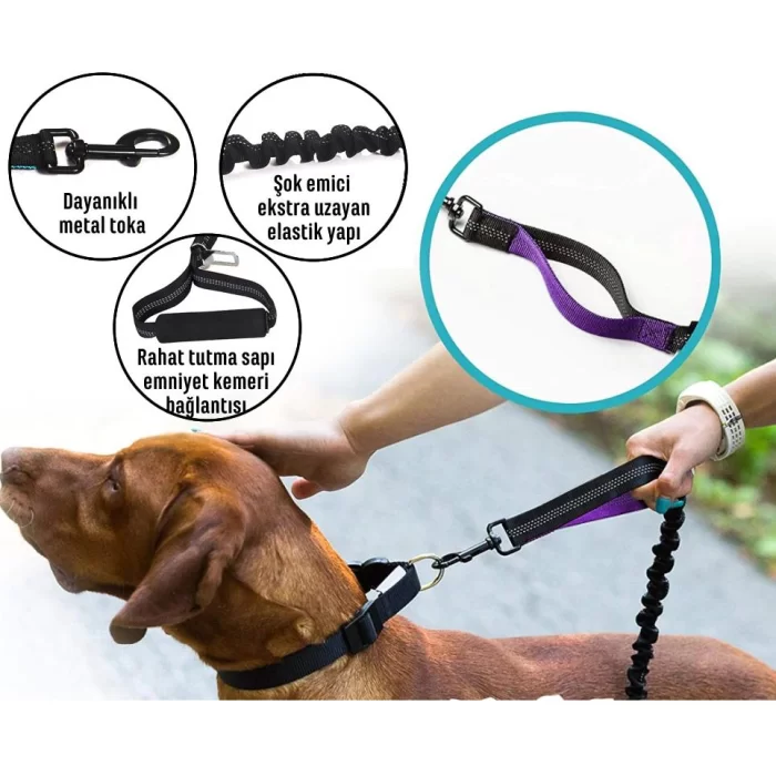 Köpek Uzatma Gezdirme Tasma Elastik Şok Emicili Reflektörlü Tasma