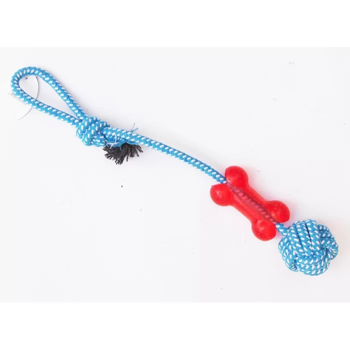 Köpek Kemik Desenli İpli Diş Kemirme Oyuncak NU-345037