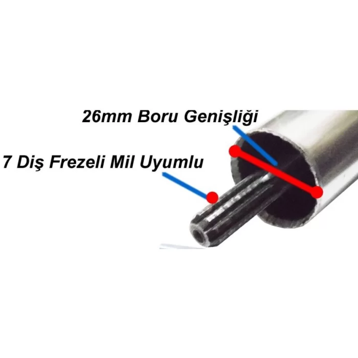 Motorlu Tırpan Uyumlu Kar Küreme Temizleme Aparatı 26mm 7 Freze