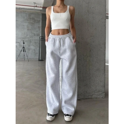 3 iplik şardonlu oversize eşofman gri