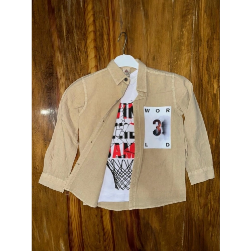 9-13 yaş tişört gömlek kombini vizon