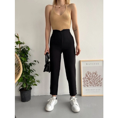 Atlas fletolu pantolon siyah