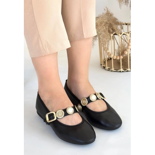 Atnis Siyah Cilt Babet Ayakkabı