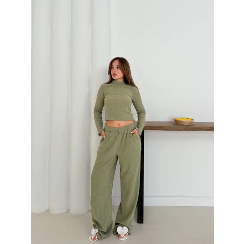 Balıkçı yaka örme takım mint st265865