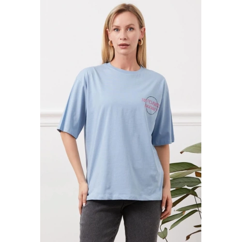 Baskılı tişört mavi