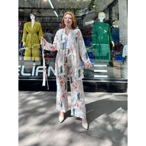 Ceketli baskılı takım