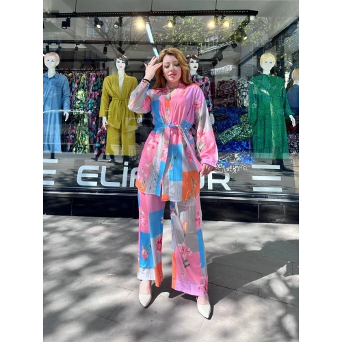 Ceketli baskılı takım