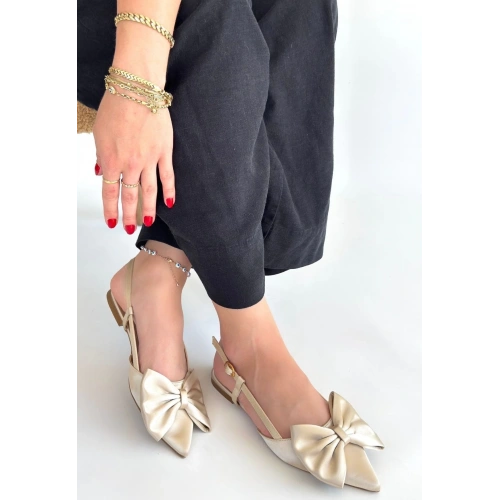 Cenya Bej Saten Babet Ayakkabı