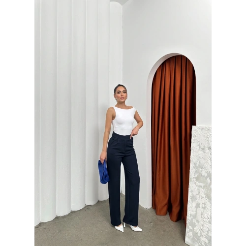 Cırtlı pantolon krep lacivert pt