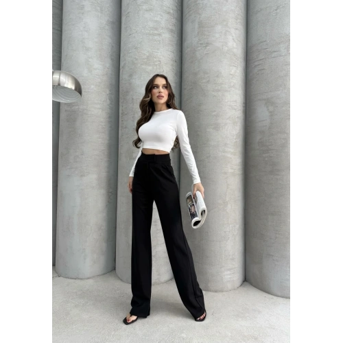 Cırtlı pantolon krep siyah pt