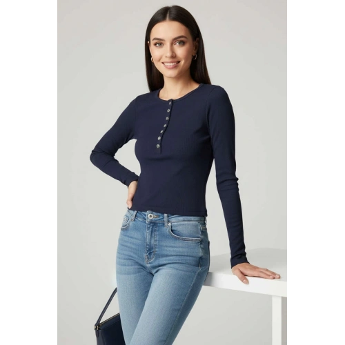 Çıtçıt Detaylı Bluz Lacivert T4343
