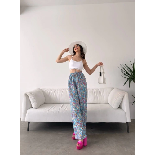 Desenli Beli Lastikli Bürümcük Pantolon