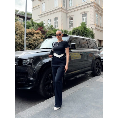 Düğme yakalı siyah alt üst takım s3943