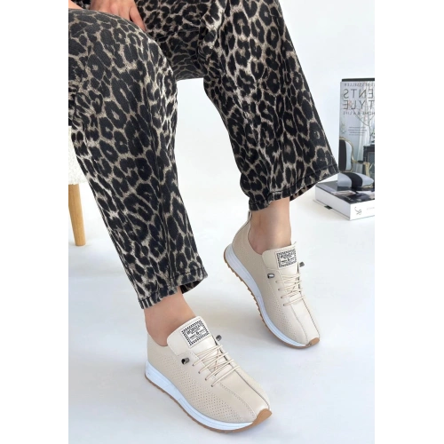 Fiert Bej Cilt Bağcıklı Spor Ayakkabı