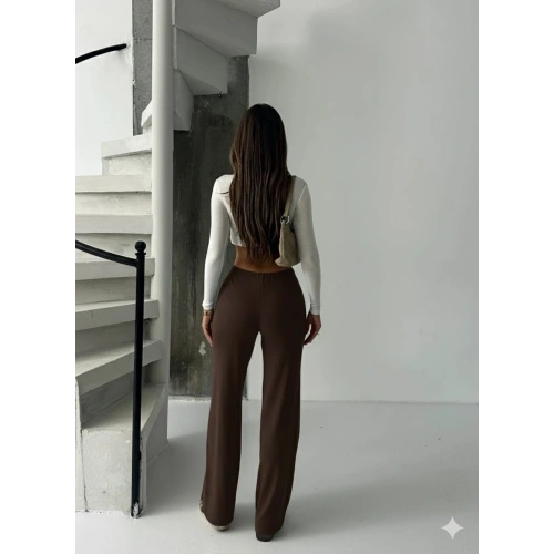 Fit comfort bej salaş pantolon kahve A6011