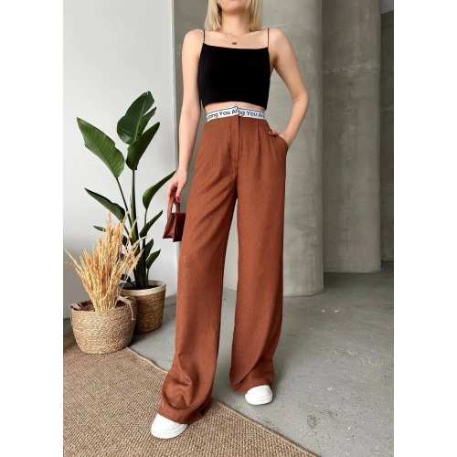 Flamlı kahve pantolon