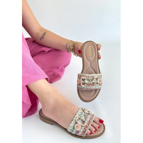 Gonne Renkli Hasır Dokuma Terlik