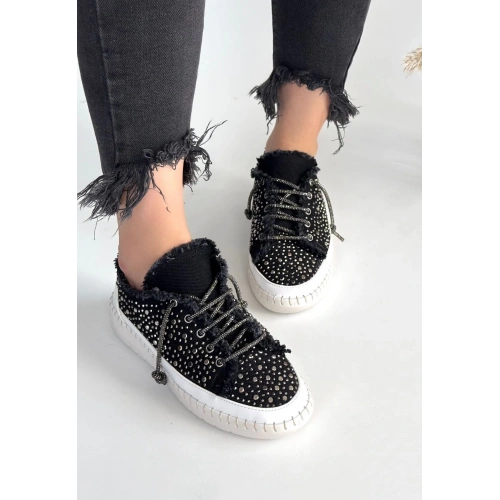 Guji Siyah Kot Bağcıklı Spor Ayakkabı