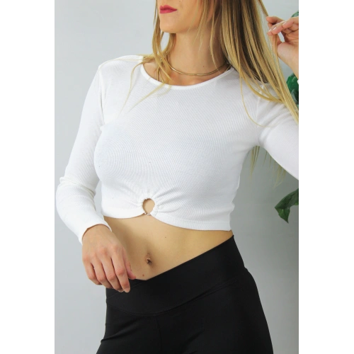 Halkalı Fitilli Bluz Beyaz - 125.495