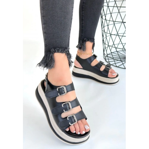 Jatay Siyah Cilt Sandalet