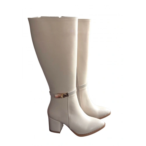 Jeoli Bej Cilt Topuklu Çizme