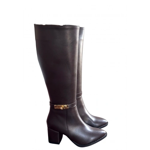 Jeoli Kahverengi Cilt Topuklu Çizme