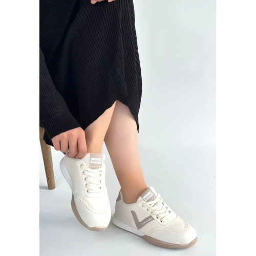 Jowen Bej Cilt Vizon Detaylı Bağcıklı Spor Ayakkabı