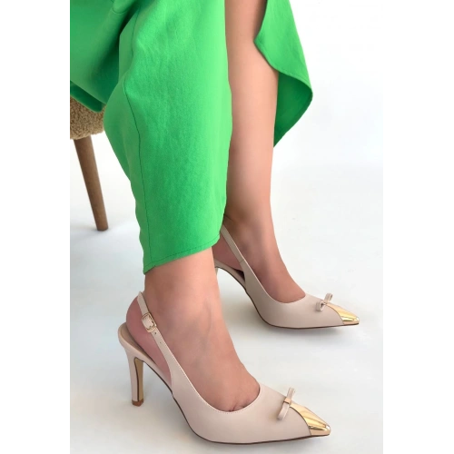 Joye Bej Cilt Topuklu Ayakkabı