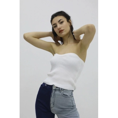 Likralı Triko Büstiyer Ekru - P-019895