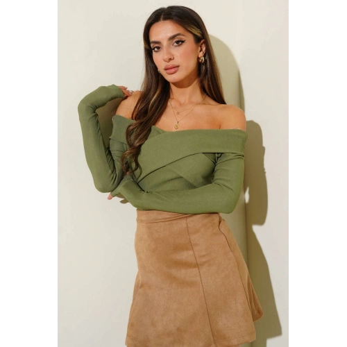Madonna Çapraz Yaka Bluz Yeşil t4331