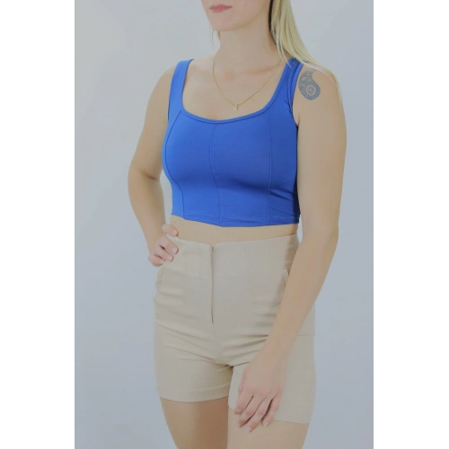 Micro Parçalı Crop İndigo - Lks2022.25