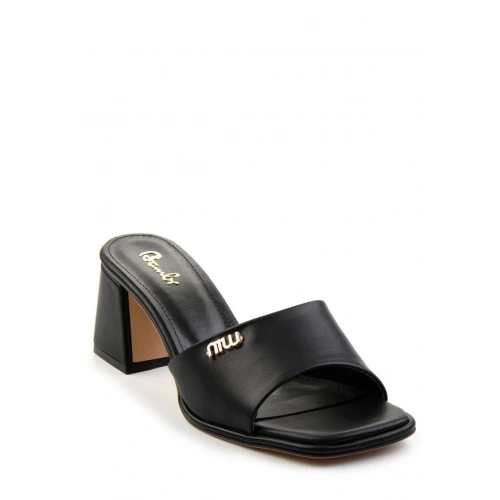 Miyon Siyah Cilt Topuklu Terlik