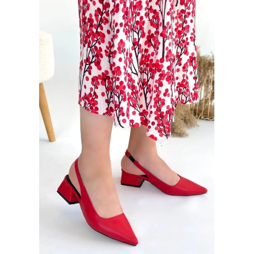 Morji Kırmızı Cilt Topuklu Ayakkabı