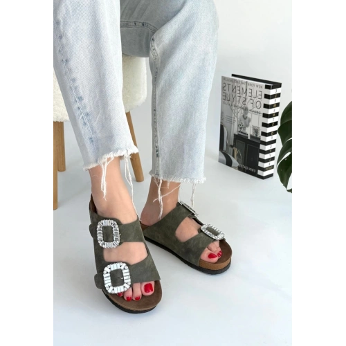 Nool Yeşil Nubuk Terlik