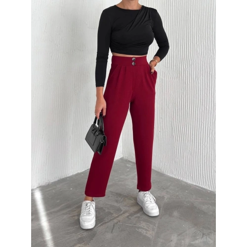 örme krep pantolon çift düğmeli