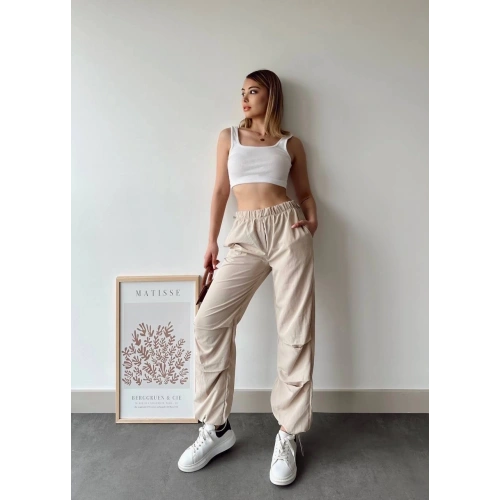 Paraşüt pantolon bej