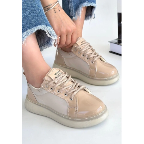 Piona Bej Rugan Bağcıklı Spor Ayakkabı