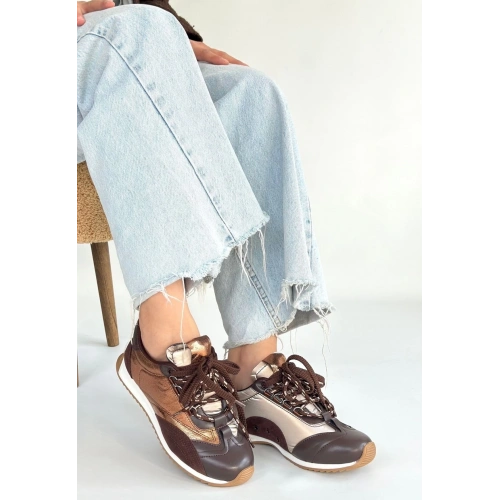 Ranu Kahverengi Cilt Paraşüt Detaylı Bağcıklı Spor Ayakkabı