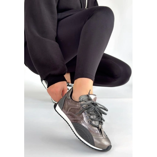 Ranu Platin Cilt Paraşüt Detaylı Bağcıklı Spor Ayakkabı