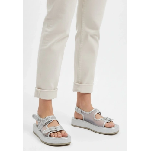 Sinna Gümüş Cilt Tül Detaylı Sandalet