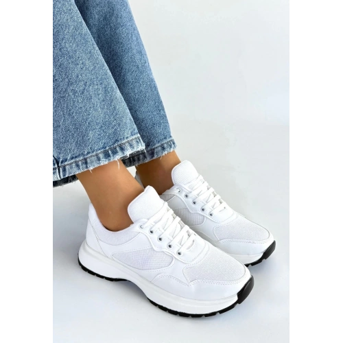 Slar Beyaz Cilt Bağcıklı Spor Ayakkabı