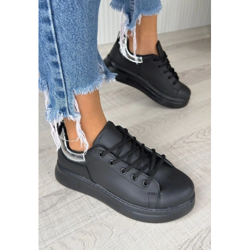 Sofio Siyah Cilt Bağcıklı Spor Ayakkabı