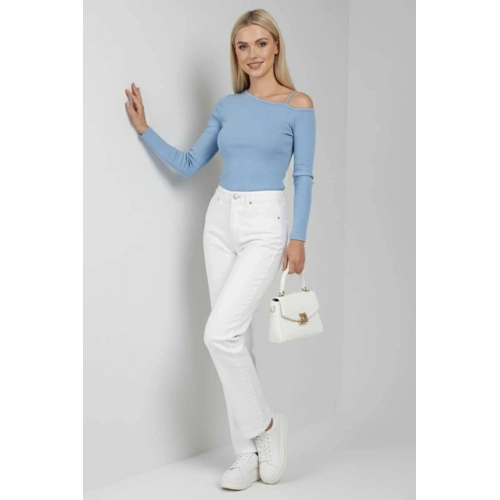 Tek Omuz İpli Bluz mavi t4328