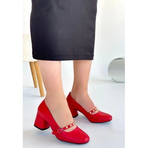 Tino Kırmızı Cilt Topuklu Ayakkabı