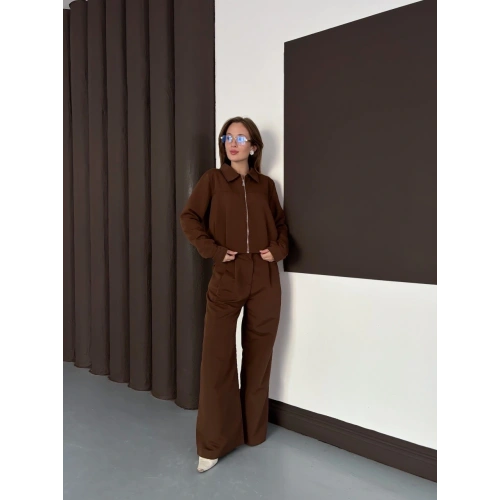 Trenç takım alt üst kahve ons